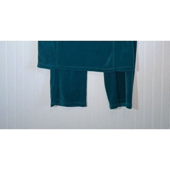 D & Co Active Suit Teal Zipper Vest Pockets Flare Pants With Pockets Set Size LP - Picture 8 of 9